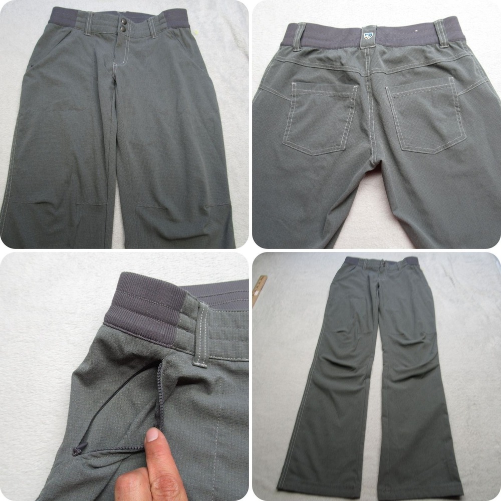 Kuhl Strattus Pants Womens 2 Gray Double Knee Flex Hiking Belted Climbing 30x31